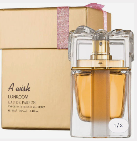 LONKOOM HALAL Perfume EDP for Women Eau De Parfum Sweet-Fruity Fragrance For Women Antibacterial Spray A WISH GOLD 100ml